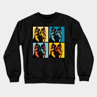 Pop Retro Belgian Tervuren Art - Cute Puppy Crewneck Sweatshirt